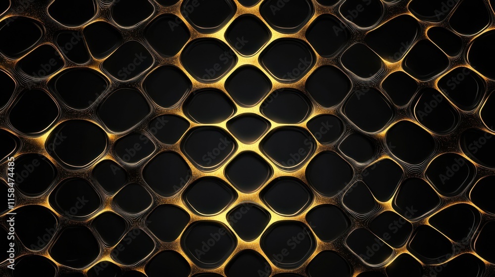 Poster abstract gold and black interlocking network design background texture