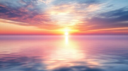 Obraz premium Sunset reflection over calm ocean waters serene landscape nature photography tranquil view