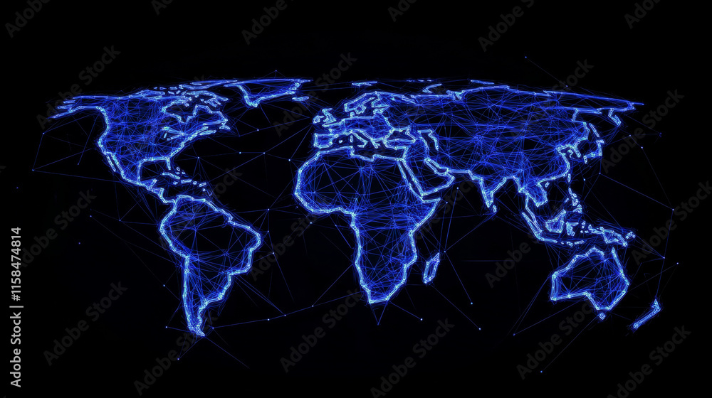 Poster abstract technology line triangle and points low poly polygonal future modern wireframe on world hi 