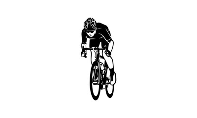 Cycling Logotype Cyclist Race Stylized Symbol Vector Silhouette, cyclist in action, cyclist on white background