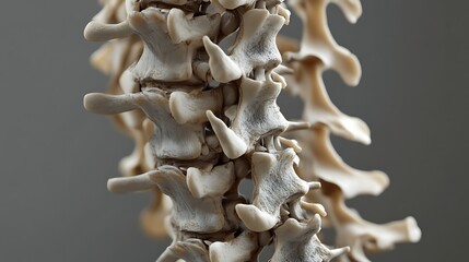 Anatomical 3D model of the human spine with vertebrae and discs