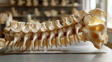Anatomical 3D model of the human spine with vertebrae and discs