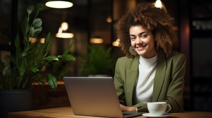 The Woman with Laptop Smiling