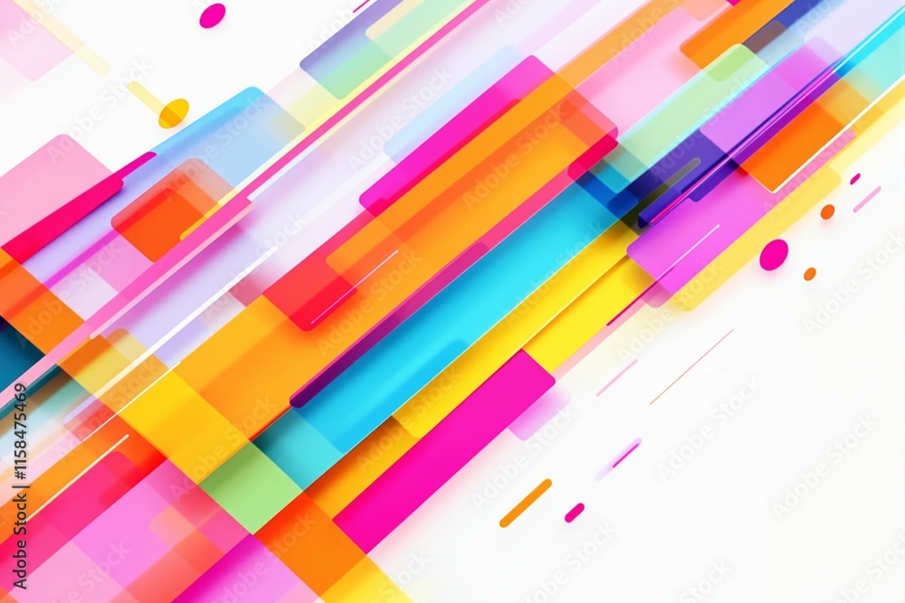 Poster vibrant overlapping shapes and lines in bright colors on a white background. abstract concept of mot