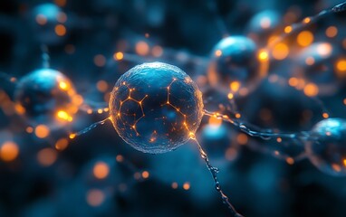 Abstract glowing neural network.