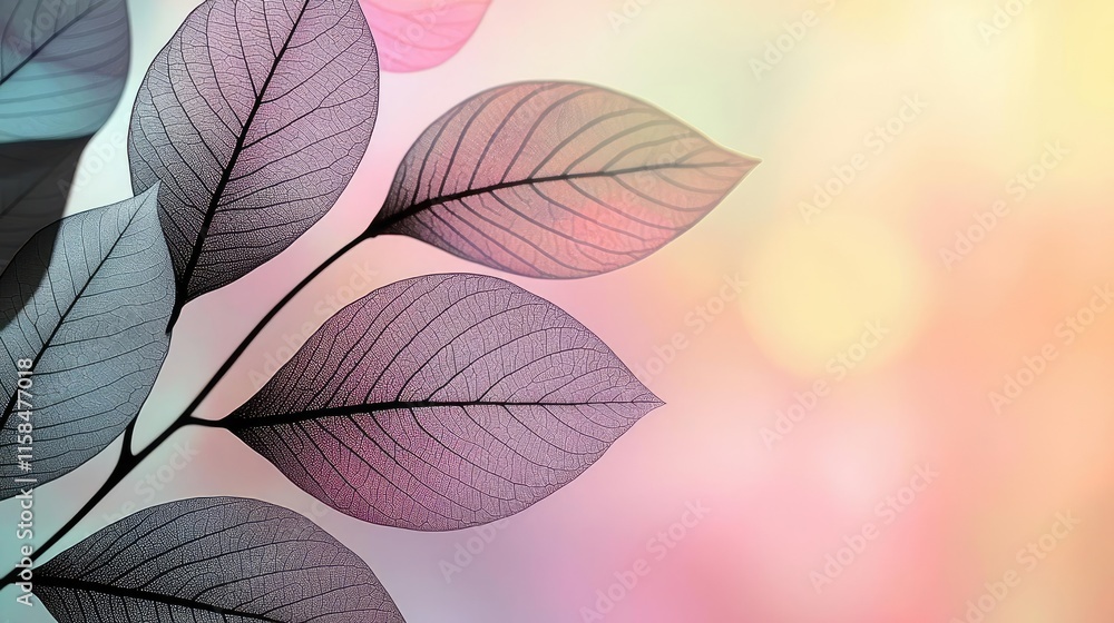 Poster ebony tree abstract background concept. abstract leaves with vibrant colors and soft blurred backgro