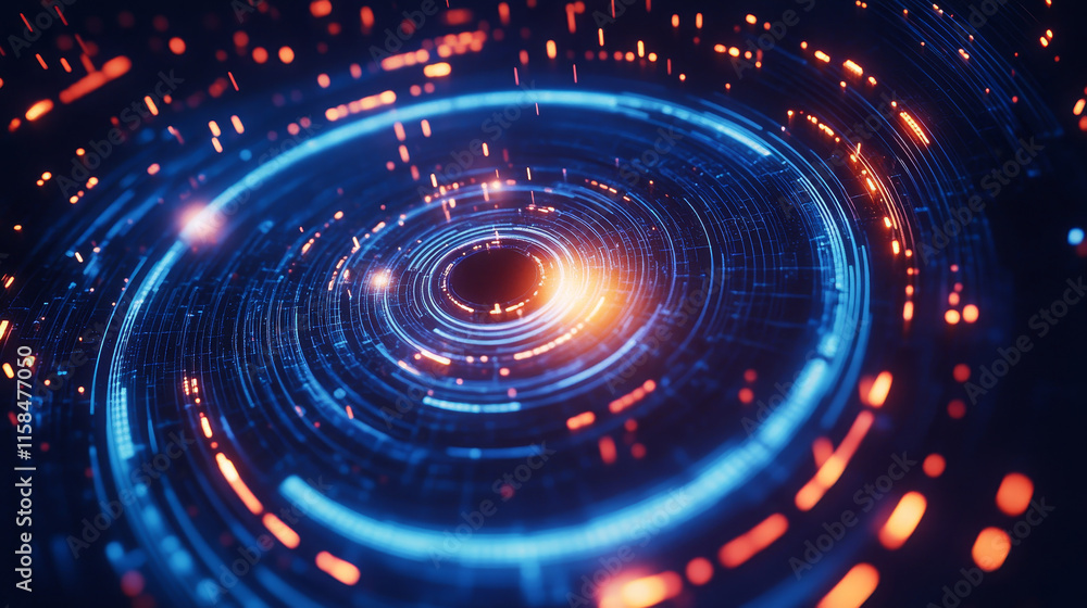 Poster abstract circle digital circuit concept light circle network connection blue digital copy space for 
