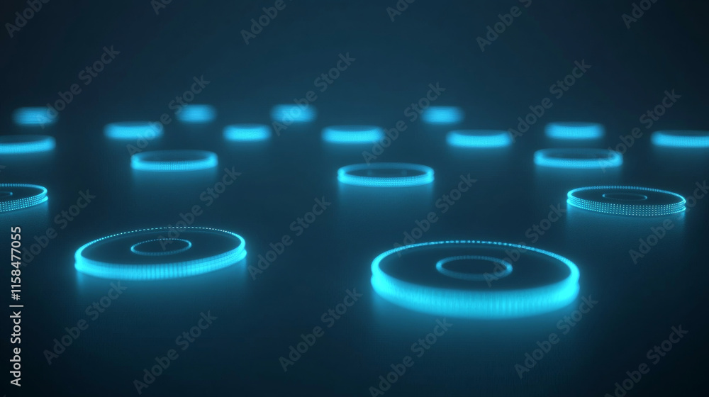 Aufkleber abstract circle digital circuit concept light circle network connection blue digital copy space for 