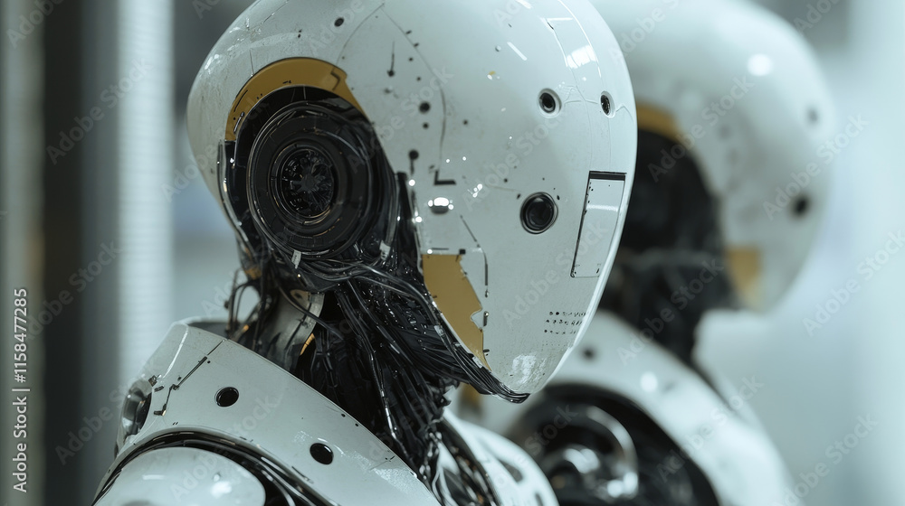 Poster abstract technology ai computing on circle concept working data of artificial intelligence and futur