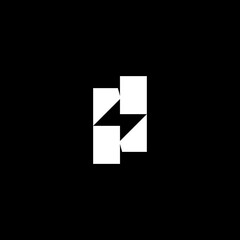 abstract electric logo, lightning symbol with two parallel squares