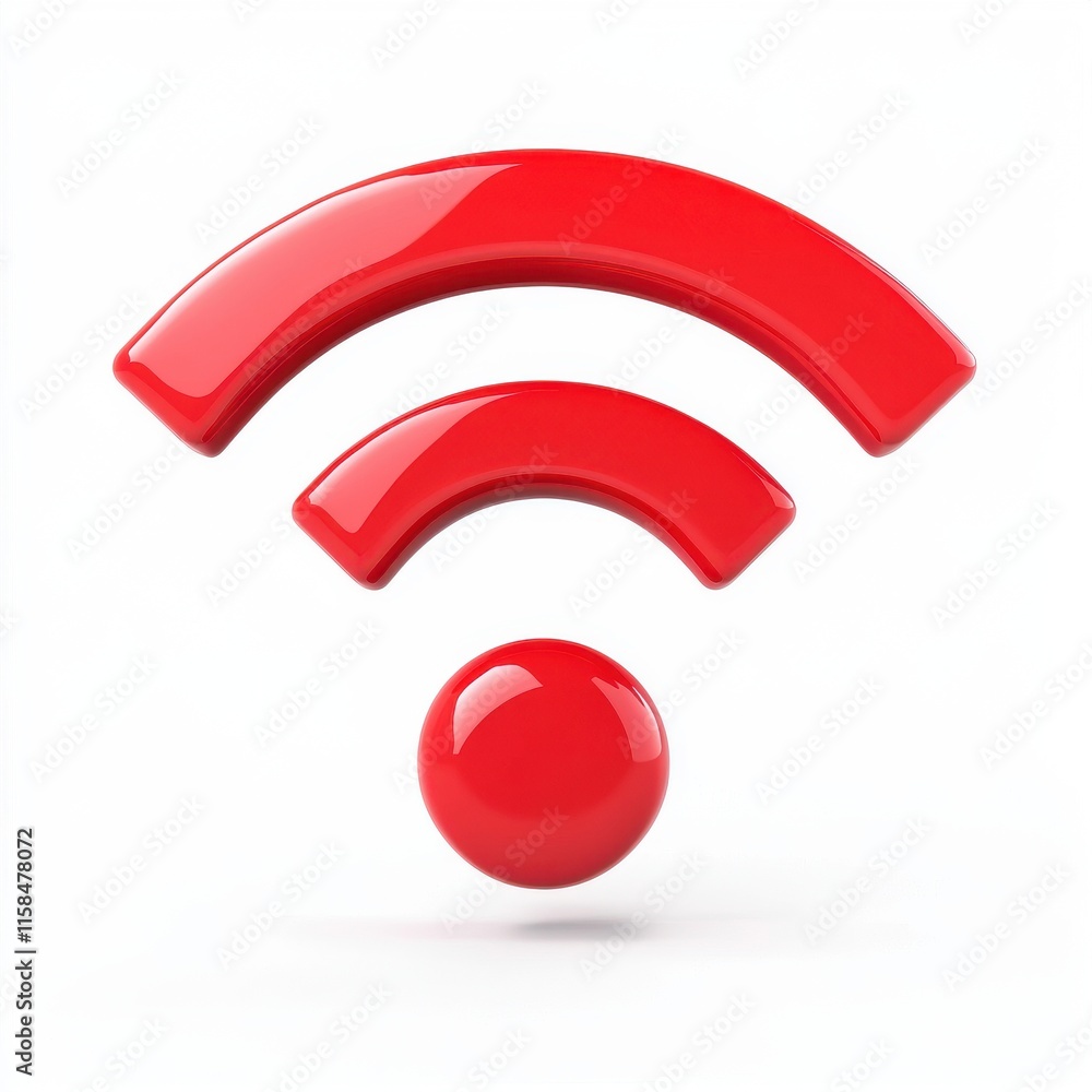 Poster three red icons representing wireless connectivity, symbolizing internet access and connectivity.