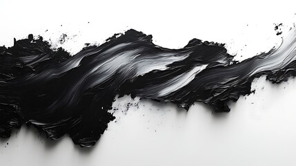 Abstract black paint stroke on white background.