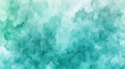 Abstract watercolor wash in teal and mint shades background