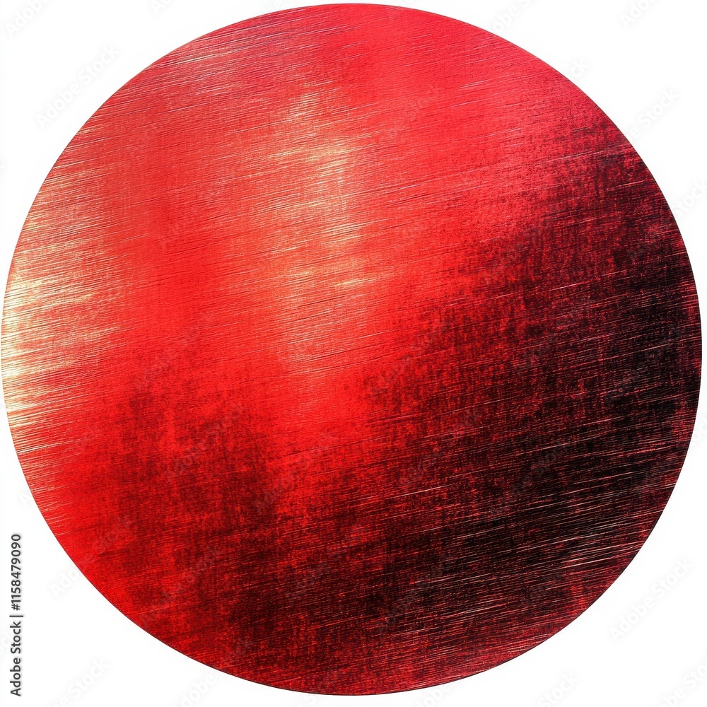 Poster a vibrant circular design featuring a smooth gradient of red hues with a brushed metallic texture.