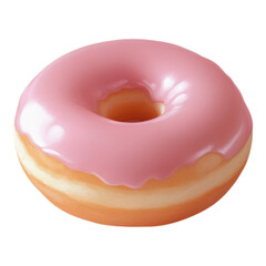 Delicious pink-glazed donut with soft, fluffy texture, perfect for dessert lovers and sweets enthusiasts craving a tasty treat.