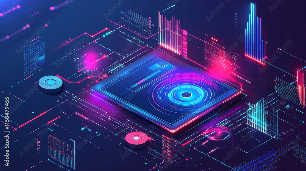 Poster abstract technology ui futuristic concept human hud interface hologram elements of digital data char