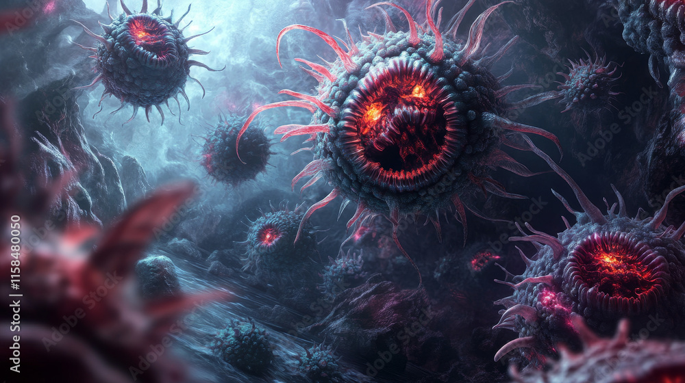 Poster abstract word signal or are warned that it has been hacked by viruses, malware or hackers on a red d