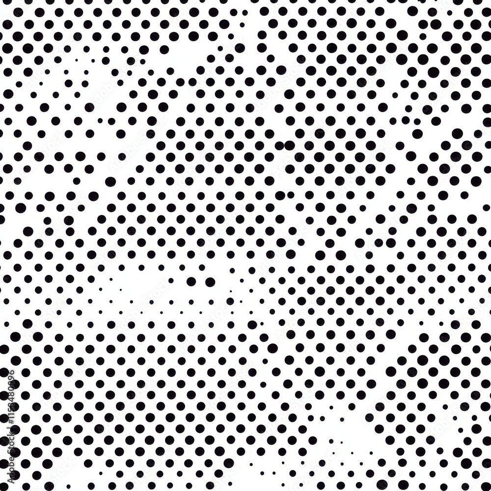 Poster abstract black dot pattern on a white background, creating a modern and minimalist visual impact.