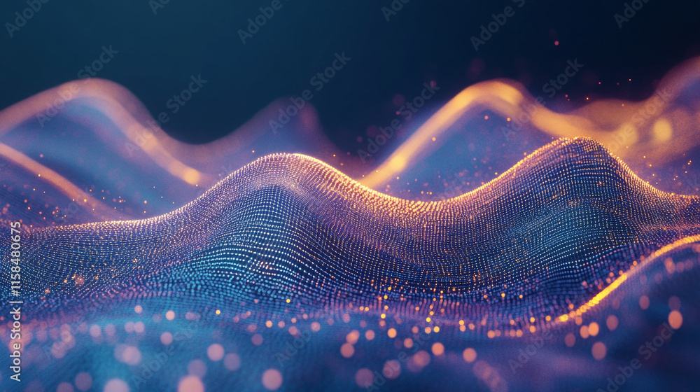 Poster abstract speed digital circuit board and wave particle futuristic future high speed motion on the bl