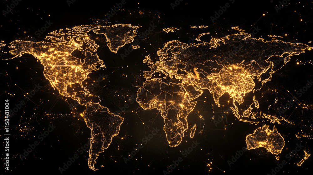 Poster abstract technology concept world map dot and digital link and binary hi tech on the future blue bac