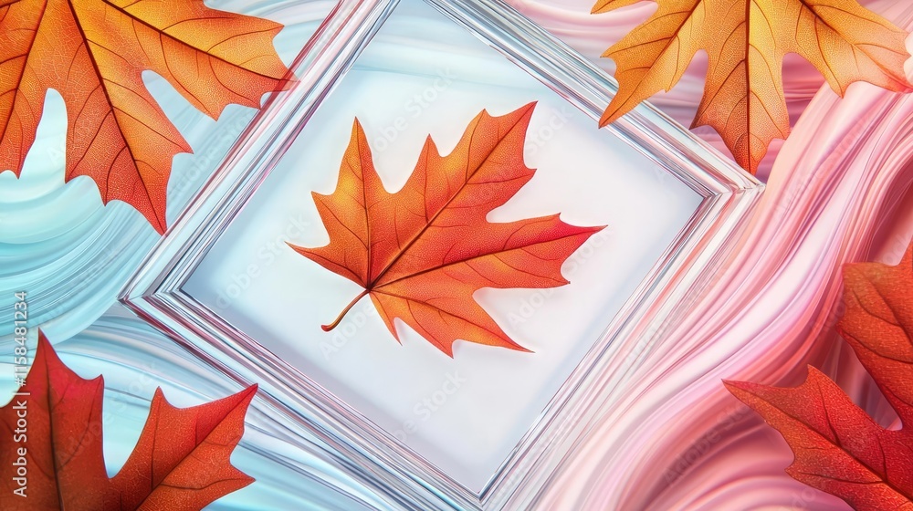 Aufkleber maple leaves abstract background idea. vibrant autumn leaves create a colorful frame around a leaf c