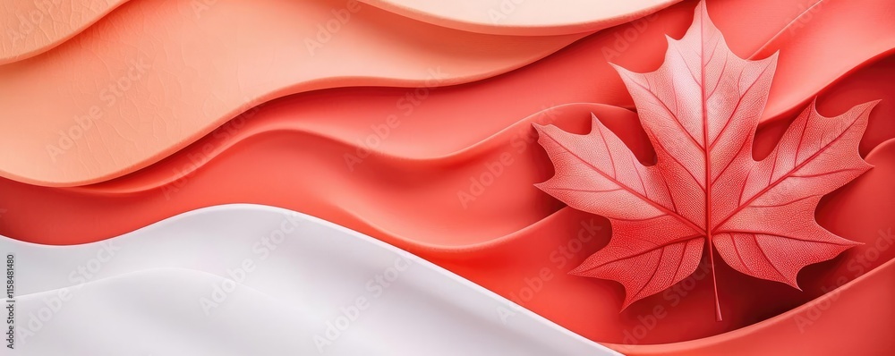Poster maple leaves abstract background idea. artistic representation of a red and white wave pattern with 