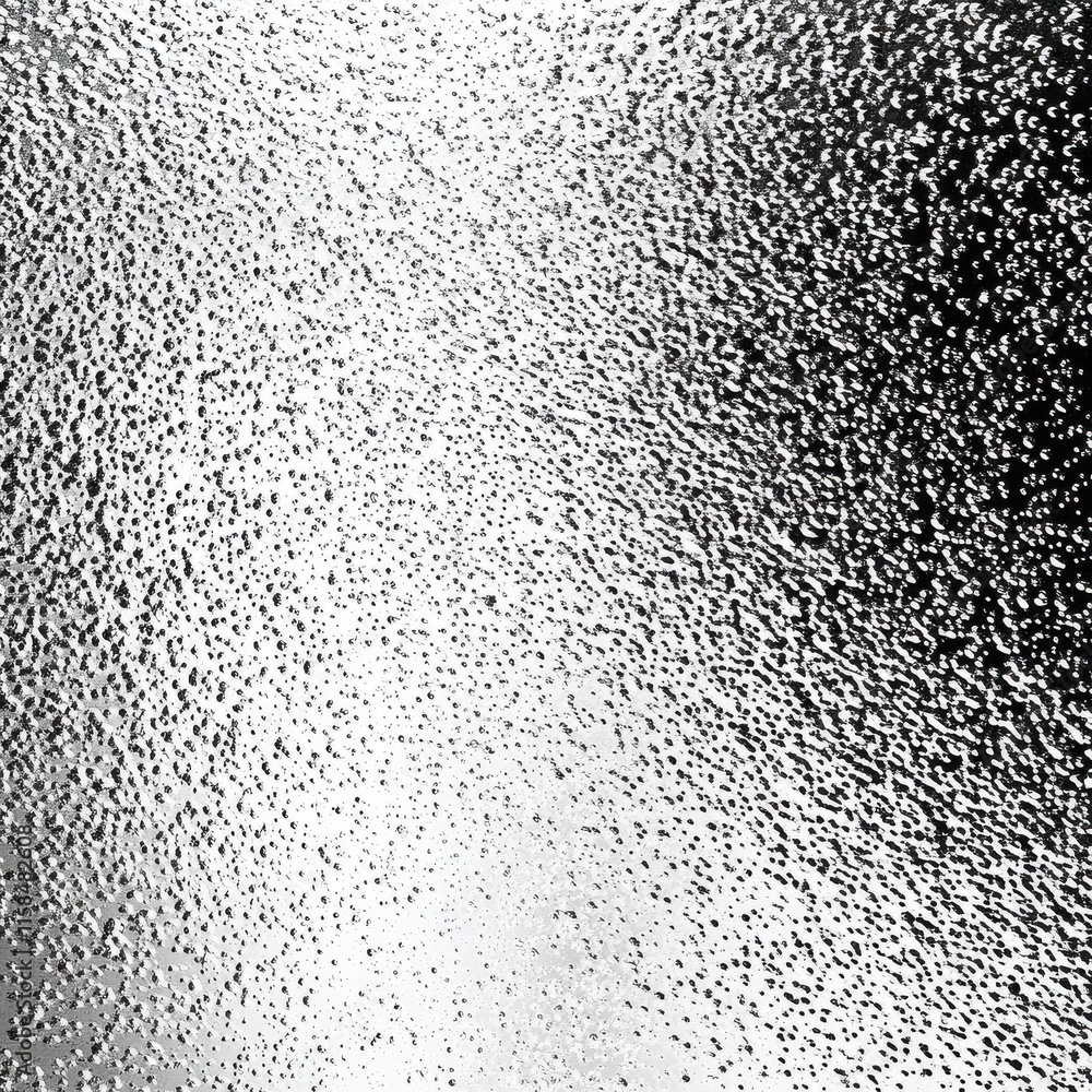 Poster glittering silver surface with intricate patterns of droplets, creating a mesmerizing texture and de