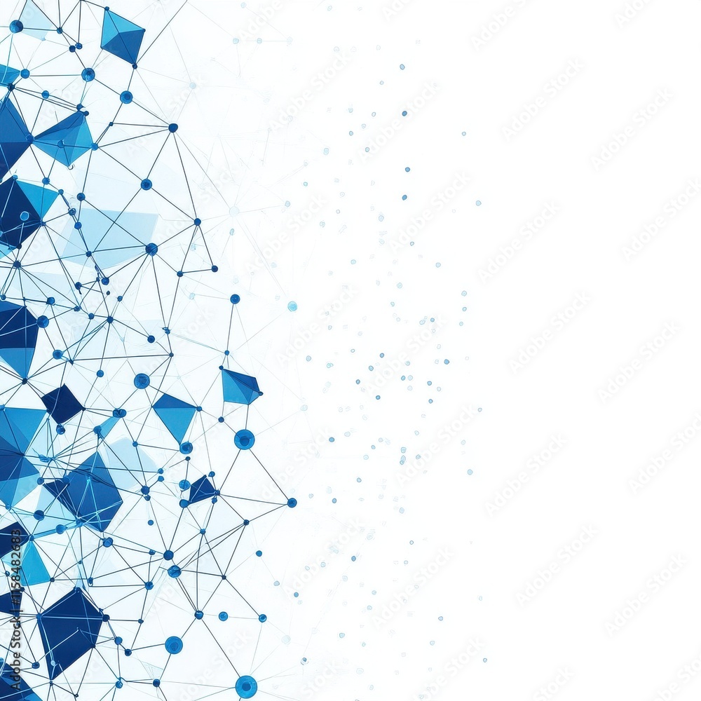 Aufkleber abstract geometric design featuring interconnected blue shapes and points, creating a modern digital