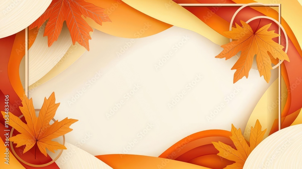 Poster maple leaves abstract background idea. vibrant autumn-themed background with colorful leaves and flo