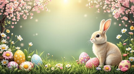 easter bunny with eggs