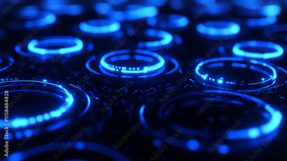 Poster abstract circle digital concept light circle network connection blue digital copy space for text wal