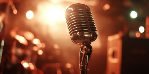 Close View Retro Microphone During