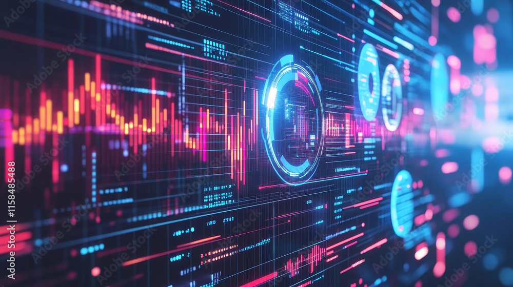 Poster abstract technology ui futuristic concept hud interface hologram elements of digital data chart, com