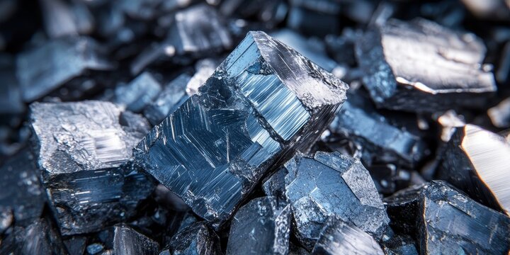 Closeup of pieces of ferrotitanium showcasing its unique properties. Ferrotitanium is essential for alloying, deoxidation, and degassing in various steels and alloys, enhancing their quality.