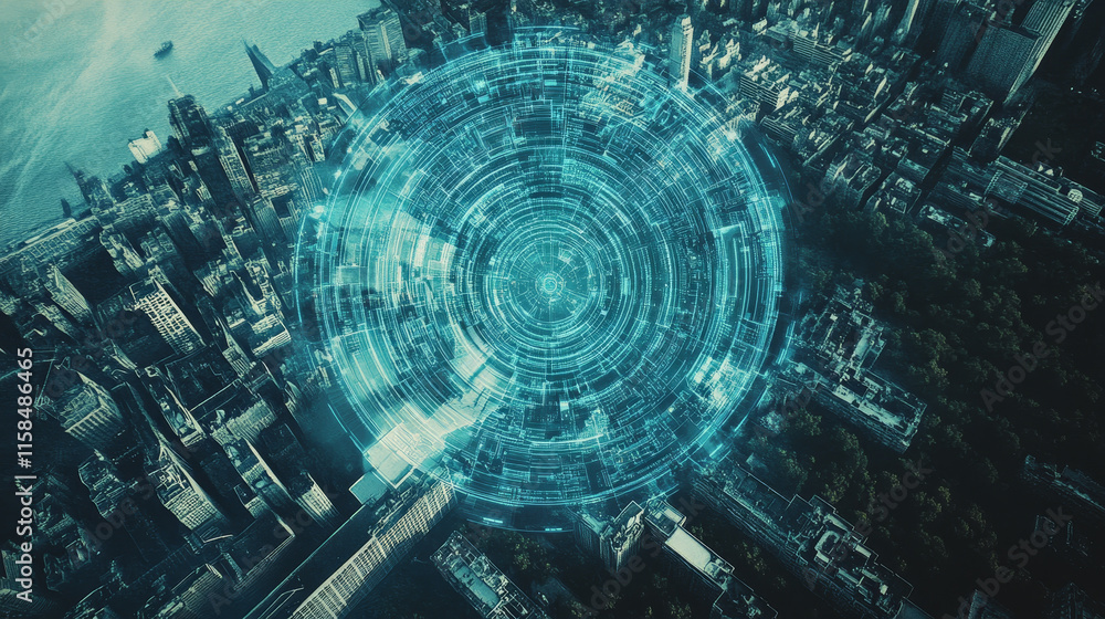 Poster abstract background digital concept digital map circle hud interface modern futuristic dark blue bac