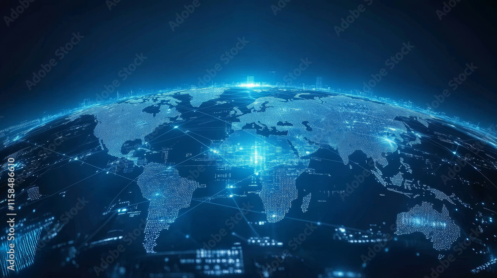 Poster abstract background digital concept digital map circle hud interface modern futuristic dark blue bac
