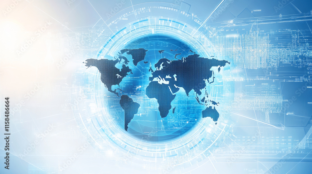 Poster abstract background digital concept digital map circle hud interface modern futuristic dark blue bac