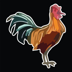 Vibrant Artistic Chicken, hen, Rooster Illustration - Farm Animal Decor