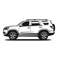 Fototapeta premium Stylish white SUV in a sleek side profile design, showcasing modern curves and sporty wheels.
