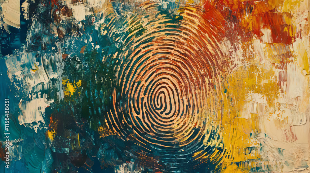 Poster abstract fingerprint scanning encryption to login cyber security icons on blue background modern fut