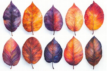 Obraz premium Watercolor Autumn Leaves Collection