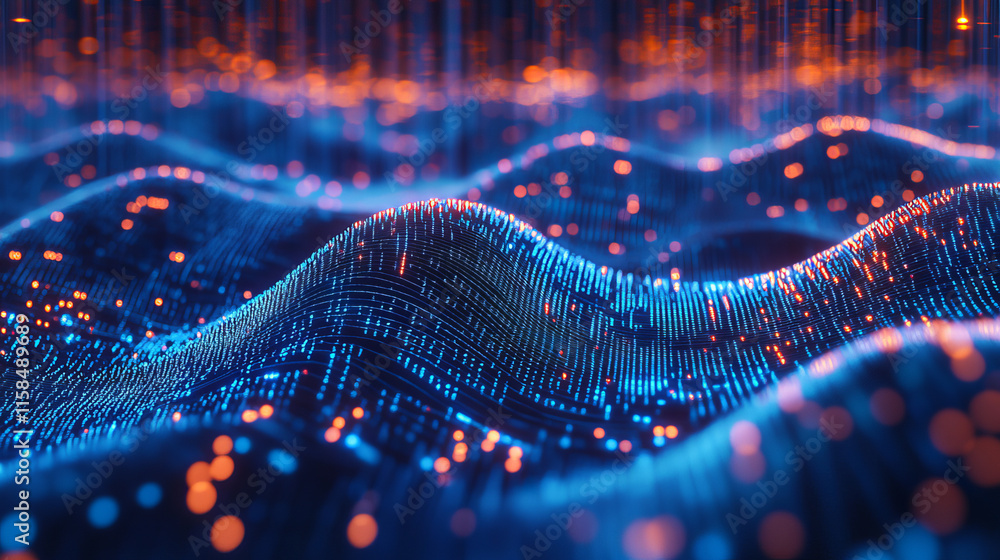 Poster abstract technology science concept dna binary on hi tech blue background