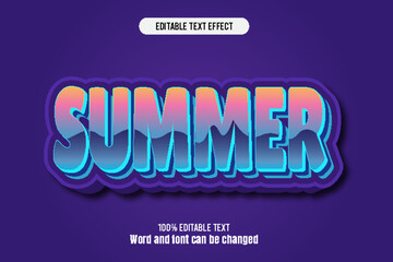 Summer editable text effect 3d emboss cartoon