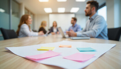 Fototapeta premium Business meeting in a modern office with team members discussing ideas