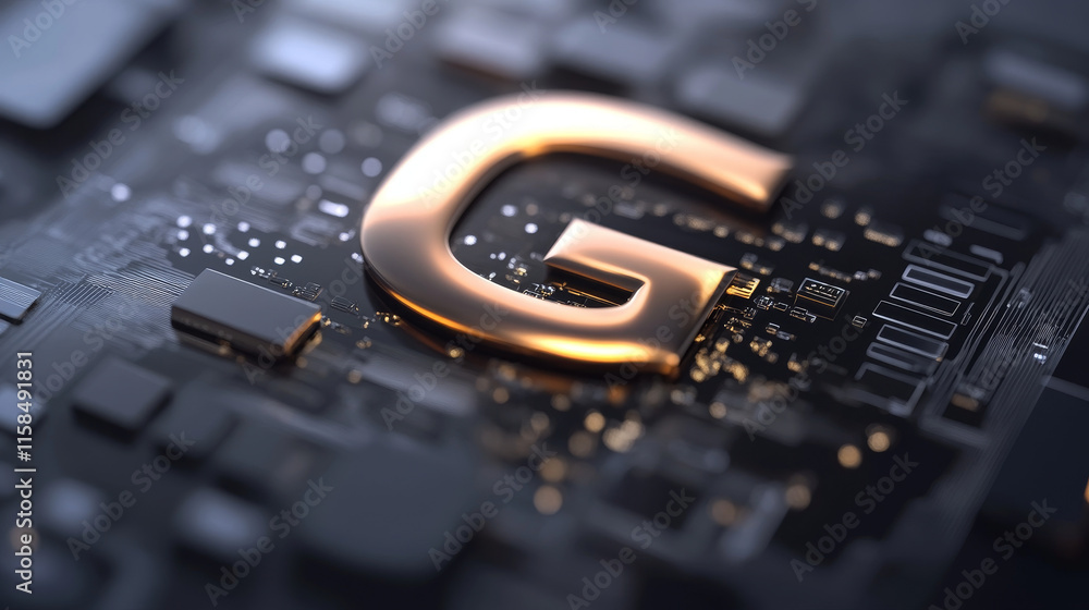 Poster abstract technology circle digital futuristic concept 6g sixth generation wireless communication tec