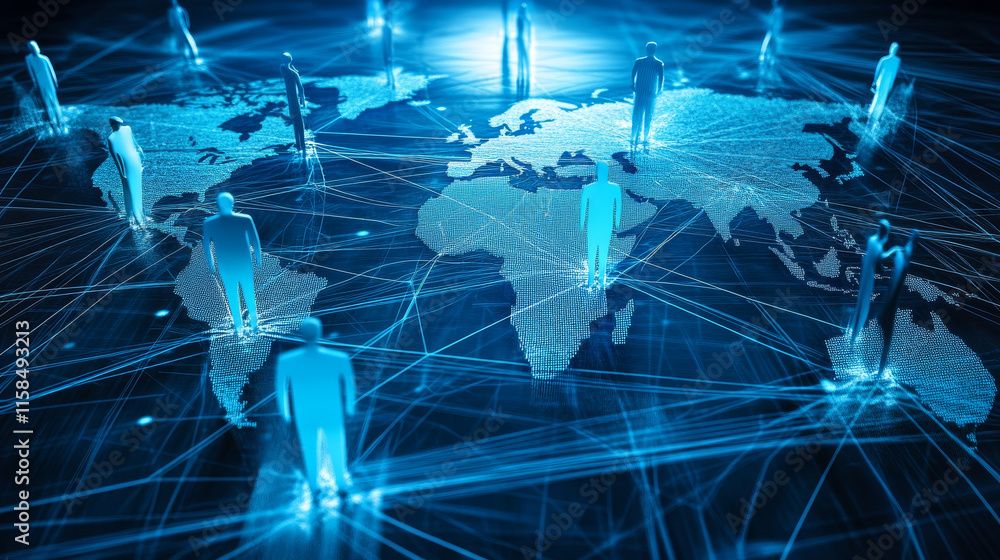 Poster abstract technology concept internet futuristic network connection human communication with world ma