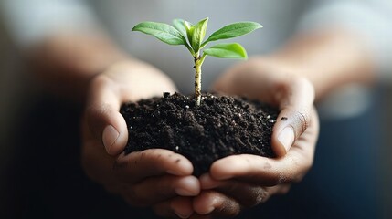 Hands Holding a Young Sprout