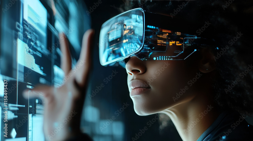Poster abstract cube blockchain technology ui futuristic concept hud interface hologram elements of digital