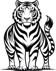 Simple Design of Silhouette of Tiger Walking Vector illustration