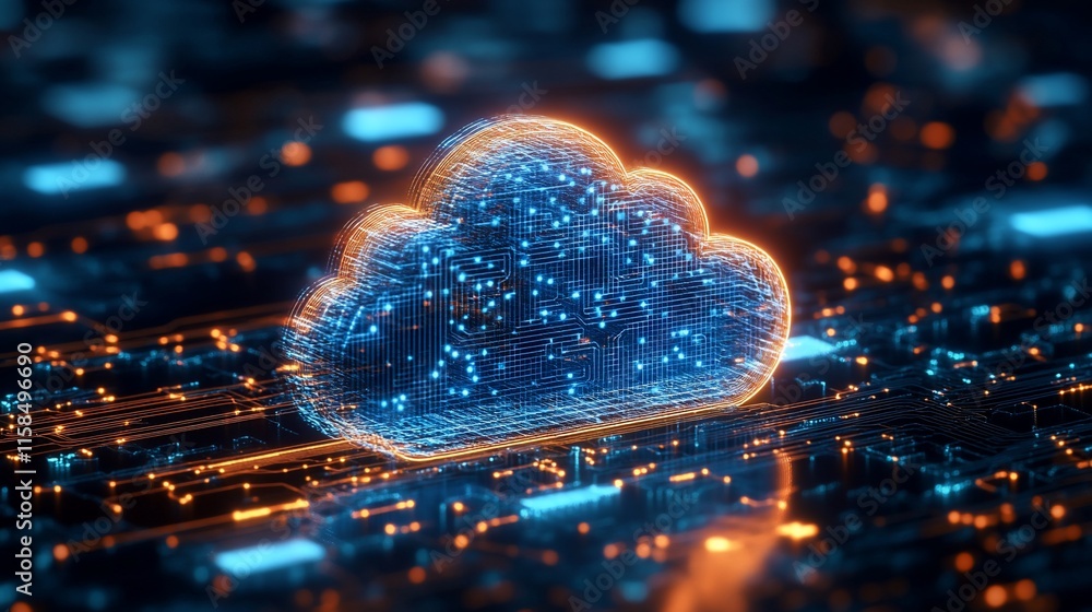 Poster abstract cloud computing concept.